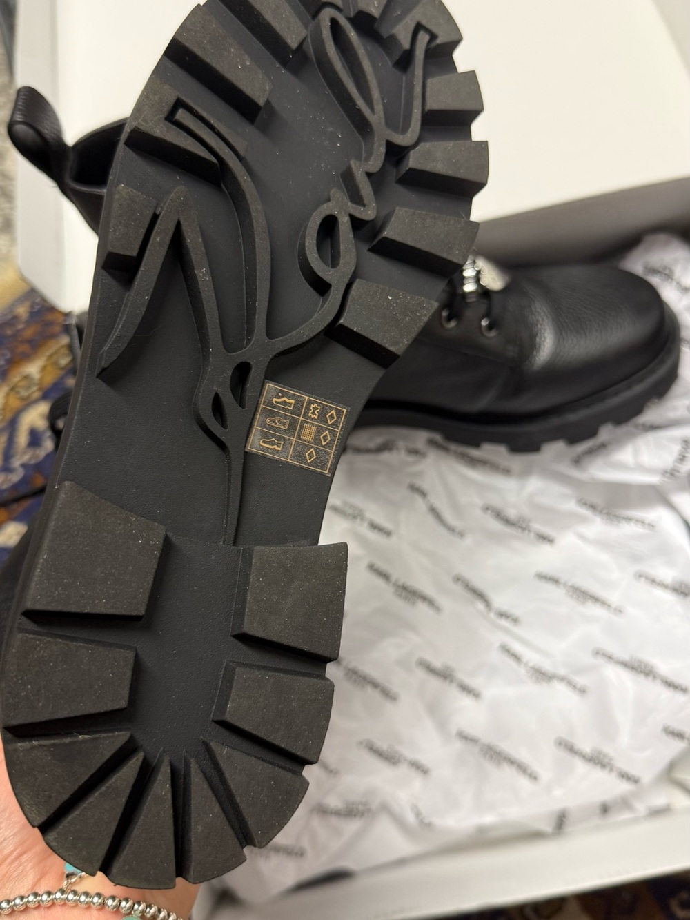Karl Lagerfield Mela Combat Boot -
Black - Size7 - Picture 5 of 6